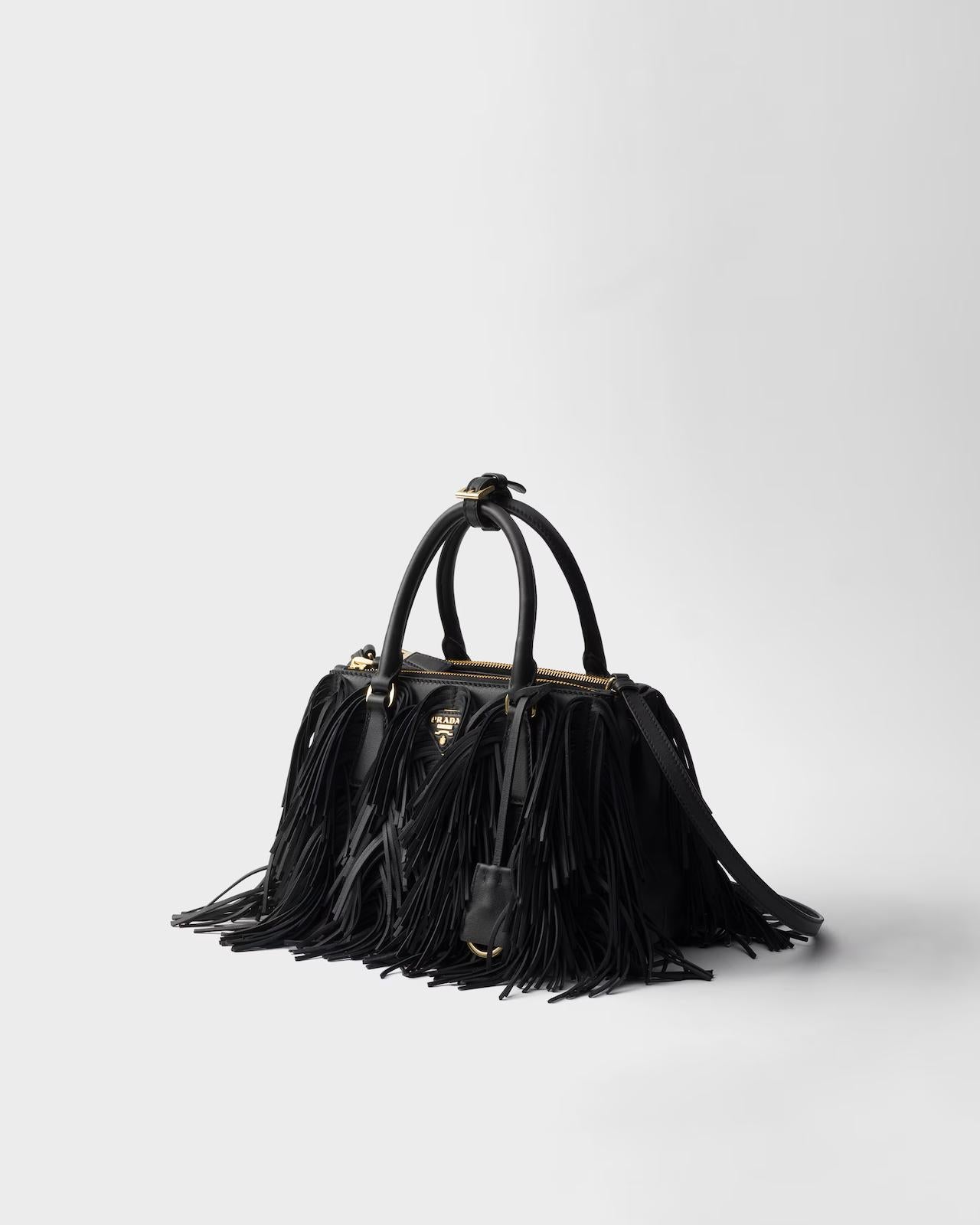 Prada Galleria Black Leather Fringe Bag