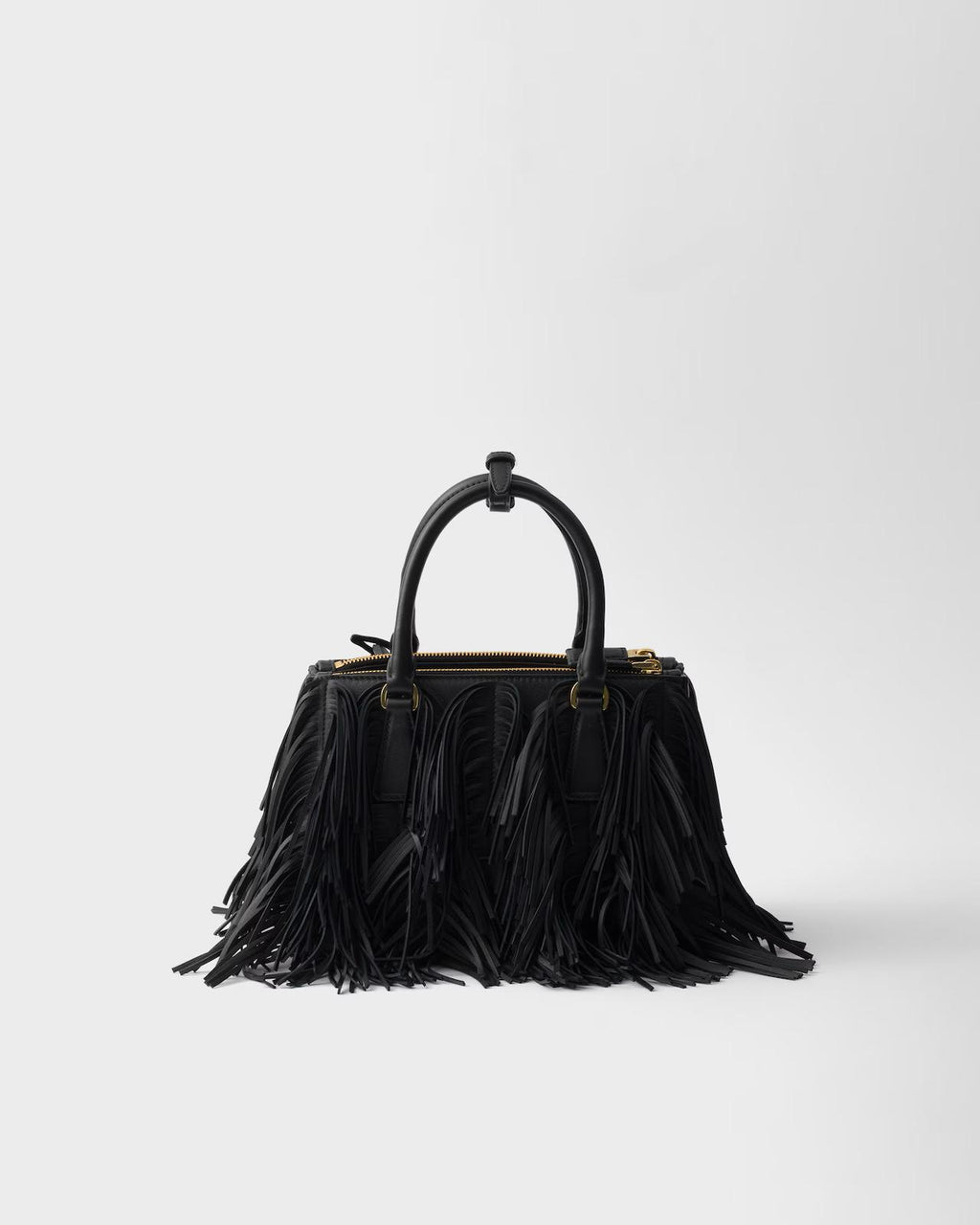 Prada Galleria Black Leather Fringe Bag